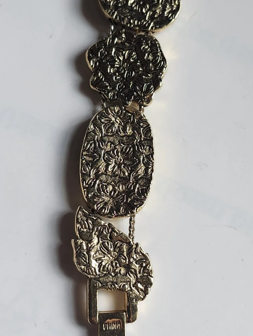 Vintage Gold Tone Floral Bracelet Watch with Cherub Medallions